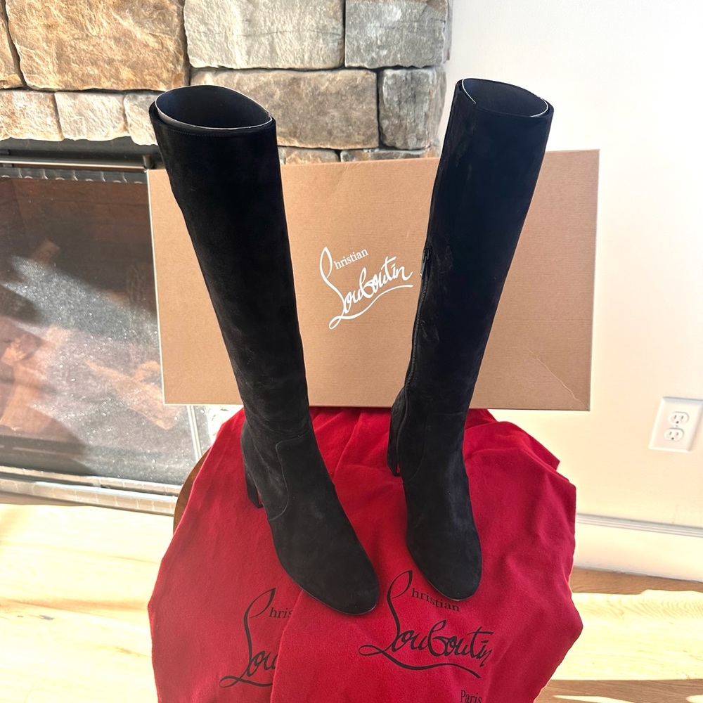 Christian Louboutin Cavalika 85 Veau Velour Black Boots